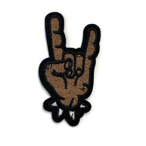 Rock On Brown Punk Hand Embroidered Patch